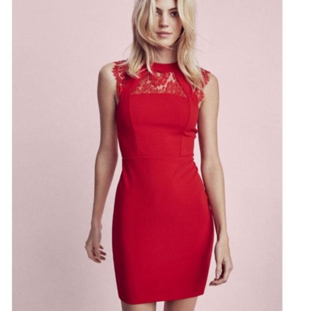 Express Red Lace Cocktail Dress